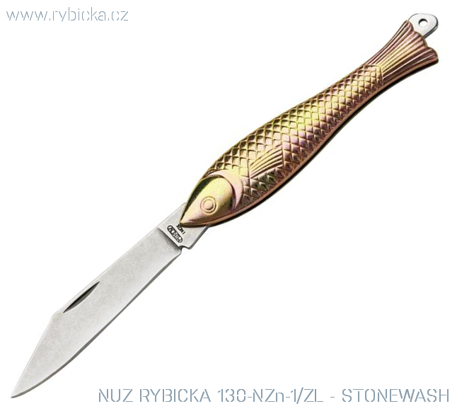 Kapesní nůž Rybička Mikov 130-NZn-1/ZL - STONEWASH